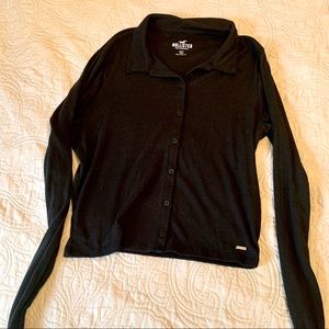 Hollister M black knit collared shirt
